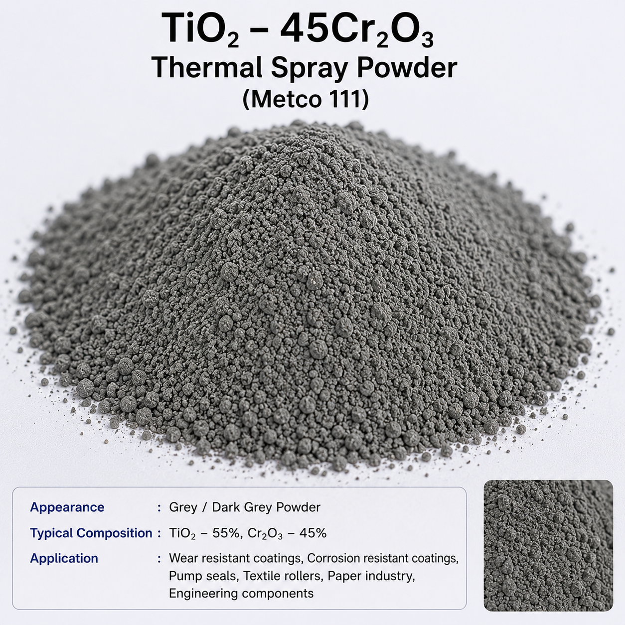 TiO₂ – 45Cr₂O₃ Thermal Spray Powder (Metco 111)
